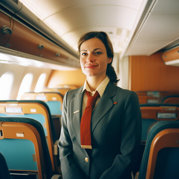 A stewardess, flight attendant - AI illustration 