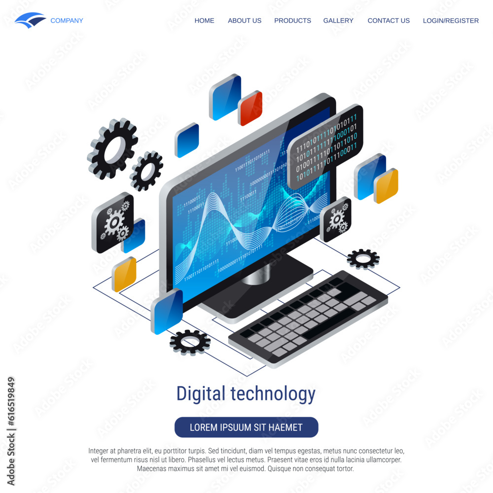 Canvas Prints digital technology, data engineering 3d isometric vector concept illustration