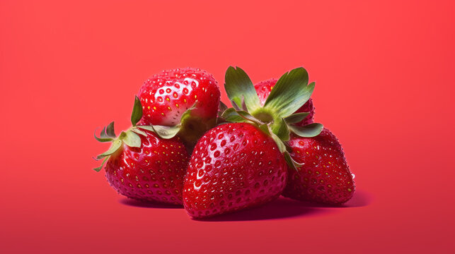 strawberry on a black background HD 8K wallpaper Stock Photographic Image
