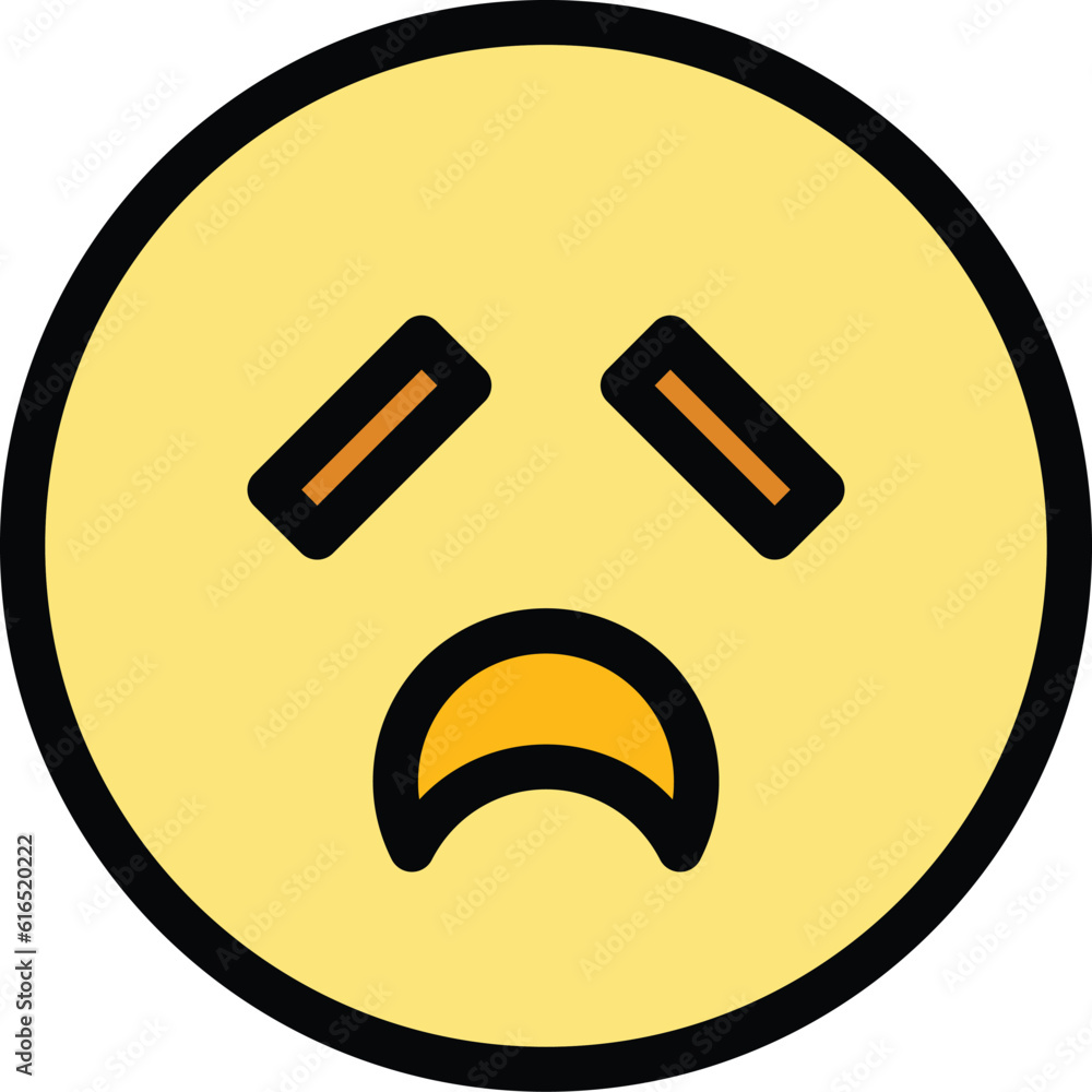Poster exhausted emoji icon. outline exhausted emoji vector icon for web design isolated on white backgroun