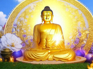 Buddha Poster Aesthetics Zen Religious Meditation Buddhism For Wall Art Generative AI