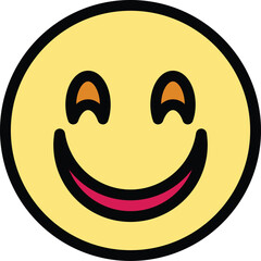 Grinning face icon. Outline Grinning face vector icon for web design isolated on white background color flat