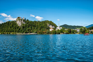 Landscape of Lake Bled in Slovenia