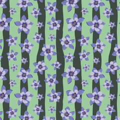 Buttercup flowers vector repeat pattern.