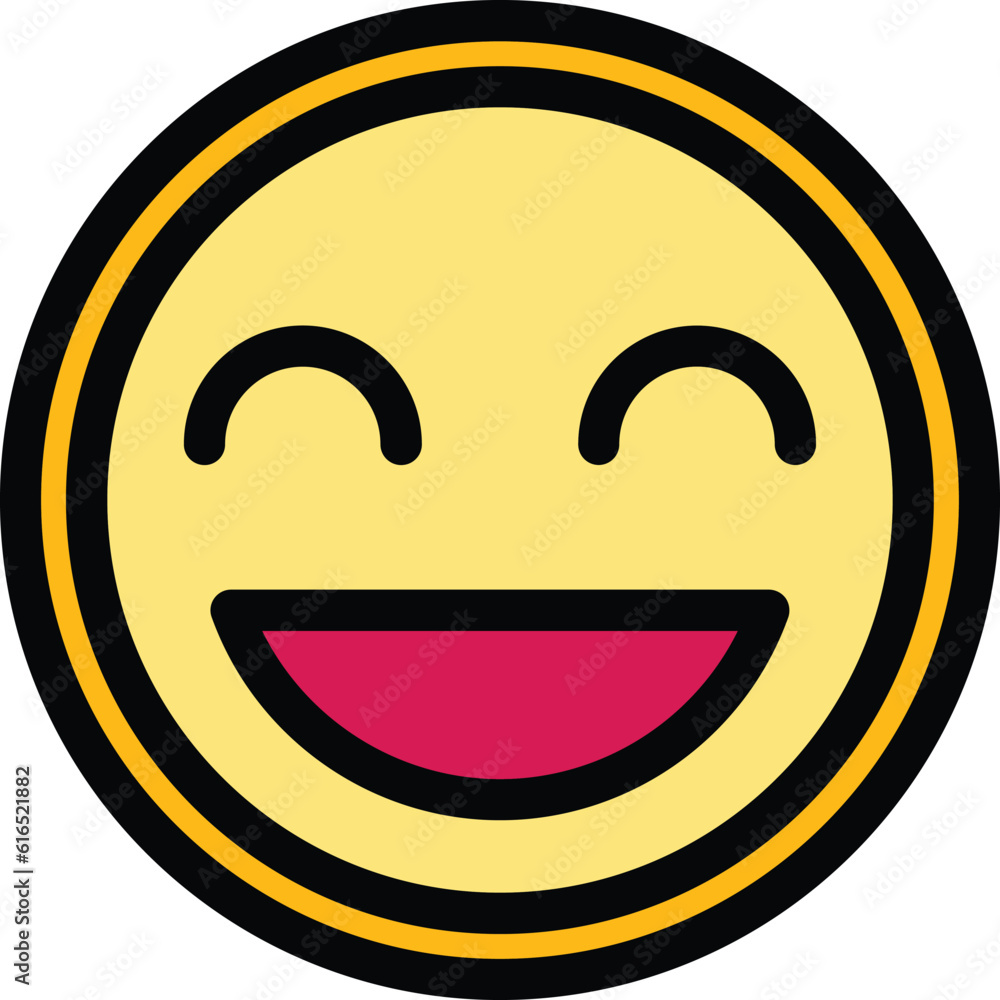 Poster happy smile icon. outline happy smile vector icon for web design isolated on white background color 