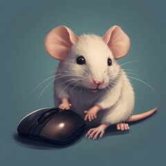 une souris avec une souris d'ordinateur, généré par IA - obrazy, fototapety, plakaty