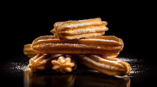 cookies on black background HD 8K wallpaper Stock Photographic Image