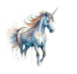 Obraz na płótnie Canvas Watercolor unicorn isolated on white background. Watercolor illustration. Generative AI.