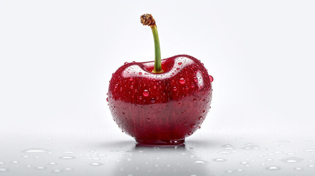 cherry on a white background HD 8K wallpaper Stock Photographic Image