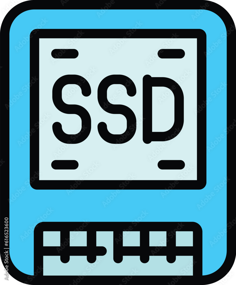 Poster ssd card icon. outline ssd card vector icon for web design isolated on white background color flat