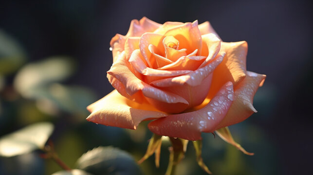 single yellow rose HD 8K wallpaper Stock Photographic Image