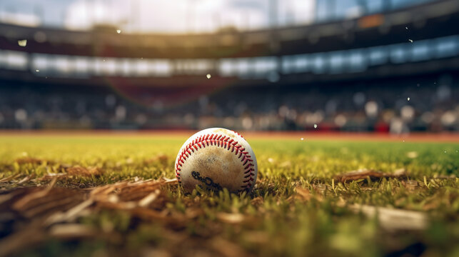 baseball on grass HD 8K wallpaper Stock Photographic Image