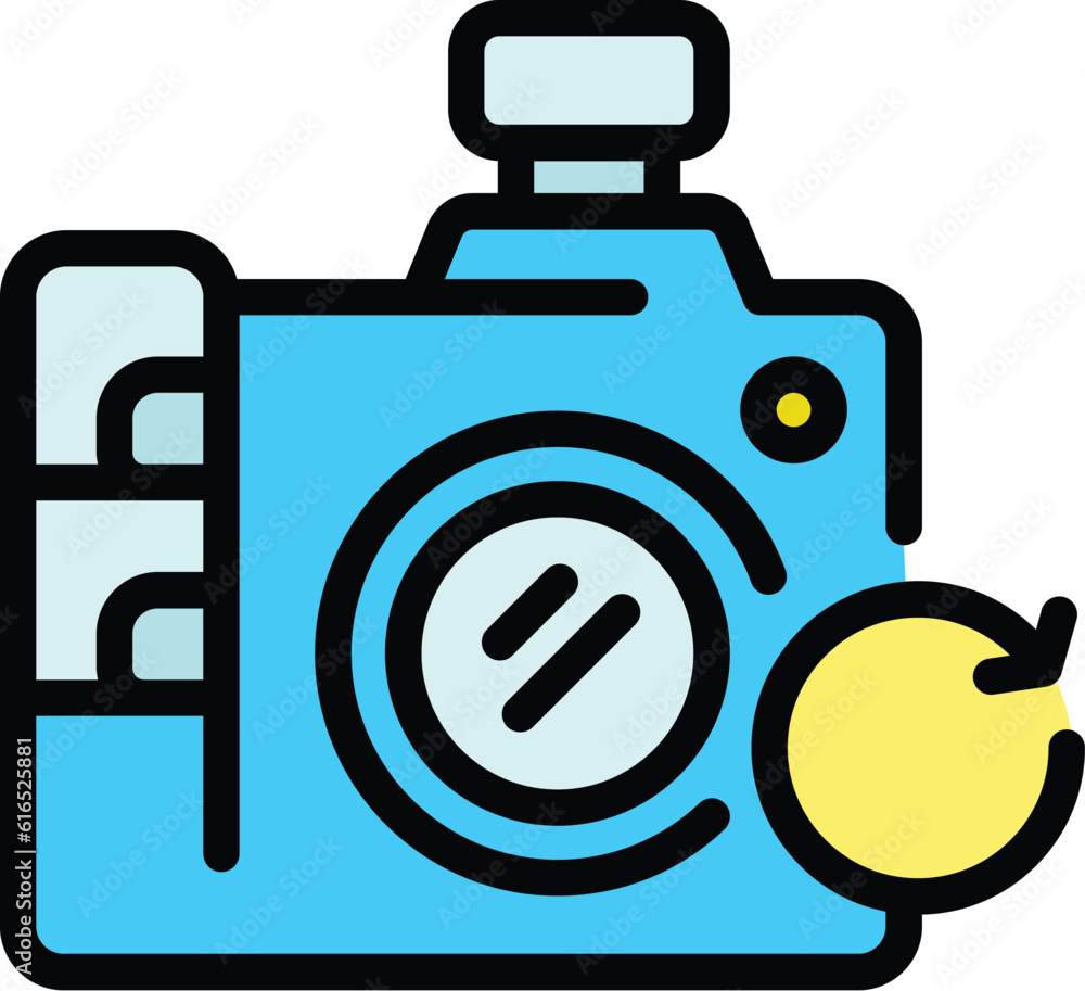 Poster camera update icon. outline camera update vector icon for web design isolated on white background co