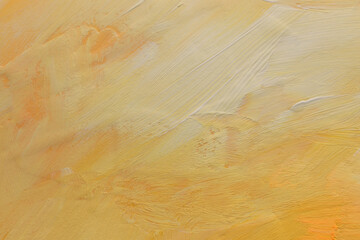 Art oil and acrylic smear blot canvas painting wall. Abstract white, yellow color stain brushstroke...