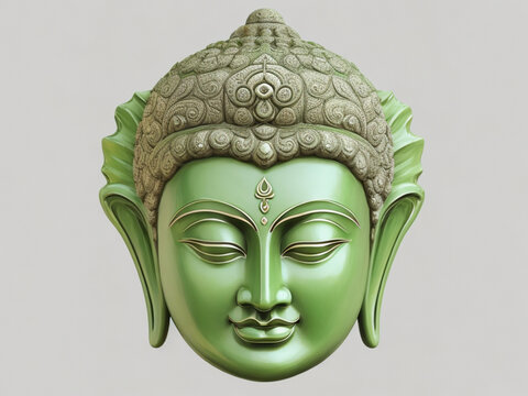 Free photo Buddha head green Generative AI
