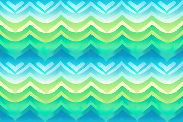Repetitive green and blue vintage wallpaper, pattern repetition in teal and lime.. Background builder. Generative AI.