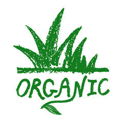 Vector healthy food badge with hand-drawn coal texture. Organic products emblem. Healthy eating icon for vegan label. Natural symbol for cosmetic design. Farming sign. Bio and eco insignia template.