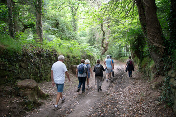 Groupe de randonneurs &agrave; Port-Blanc en Bretagne