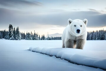 Obraz na płótnie Canvas polar bear in the snow Generated AI