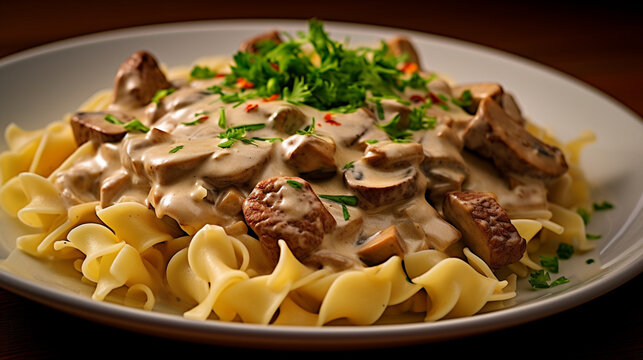 pasta with meat HD 8K wallpaper Stock Photographic Image