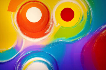 Obraz premium Texture of multi-colored acrylic paints, liquid ink. Background of splashes and drops of paint. Abstract painting. Oil. Canvas. Generative AI