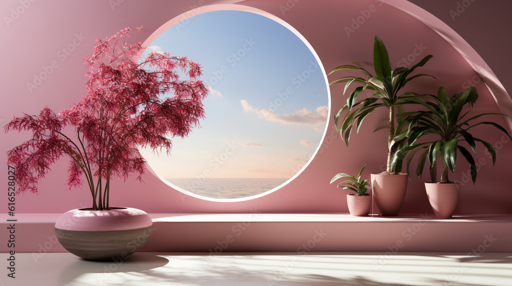 Poster contemporary backdrop with soft light and delicate window shadows, enhancing the visual appeal of pr