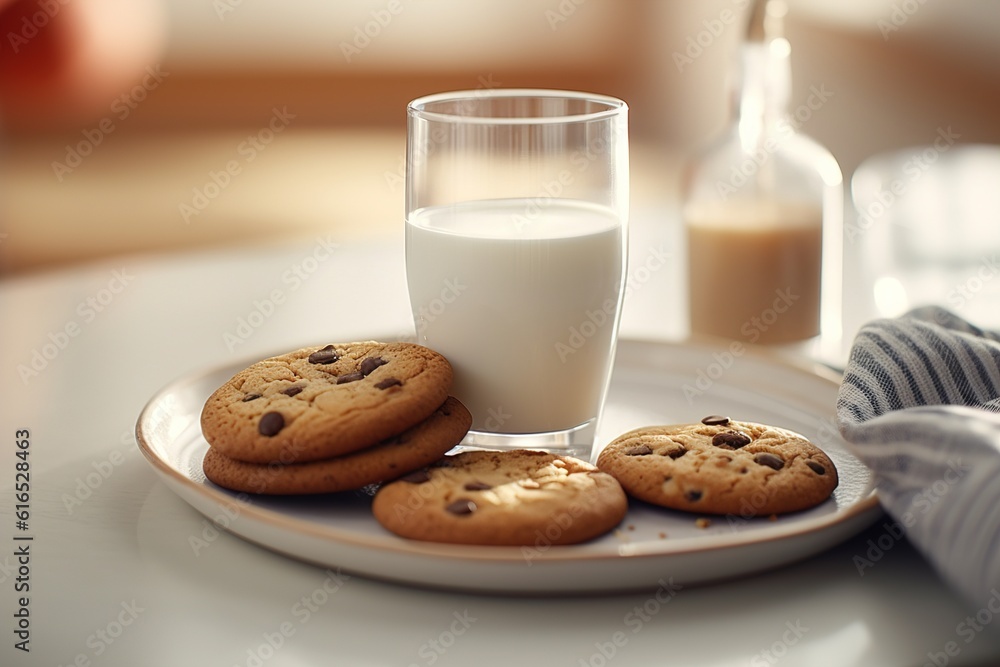 Poster milk and cookies. generated by ai.