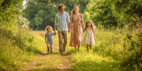 Happy children outdoor activity - Generative AI