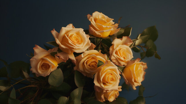 bouquet of yellow roses HD 8K wallpaper Stock Photographic Image