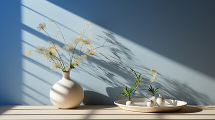 Sleek and contemporary backdrop with gentle window shadows, adding a touch of elegance to product presentations Generative AI