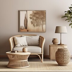living room interior with sofa. generative AI