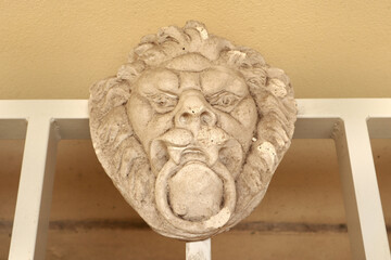  Vintage architectural detail with lion in Historical Museum at Market Square in Lviv, Ukraine