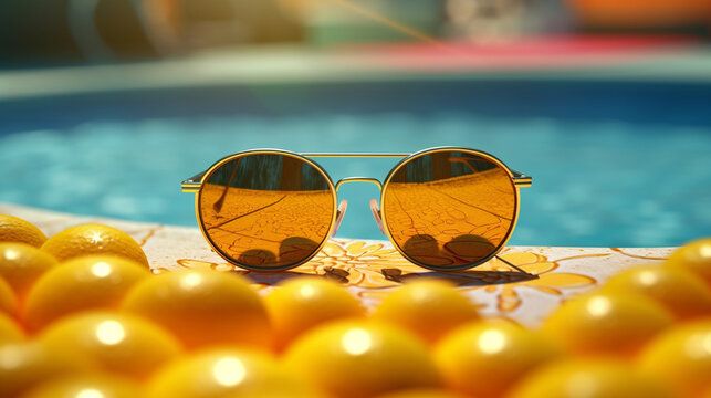 sunglasses on the beach HD 8K wallpaper Stock Photographic Image