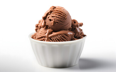 chocolate ice cream on white background