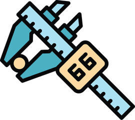 Digital micrometer metal icon. Outline Digital micrometer metal vector icon for web design isolated on white background color flat