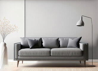 Photo gray sofa in living room for mockup