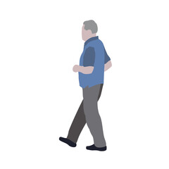 A man walks down the street in summer clothes. 2D image to use as entourage. Flat city vector infographic.
