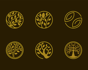 set tree logo design template. tree icon. tree nature illustration vector