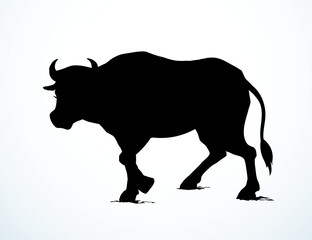Vector drawing. Cute big cow