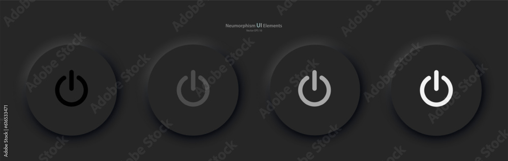 Poster user interface elements for mobile devices in the style of neumorphism, ui, ux. a set of four black 