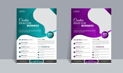 A business flyer layout design - vector illustration
A4 size
2 color options
CMYK; 300 dpi
Add your own text and photos
Photos shown in the preview are for display only and are not 