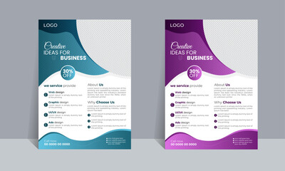 A business flyer layout design - vector illustration
A4 size
2 color options
CMYK; 300 dpi
Add your own text and photos
Photos shown in the preview are for display only and are not 