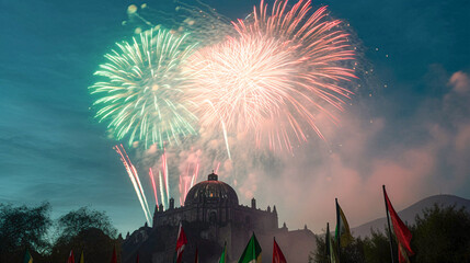 fireworks over the city