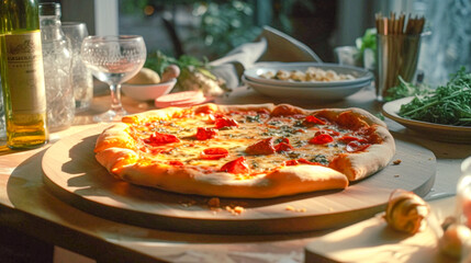 pizza with mushrooms and cheese