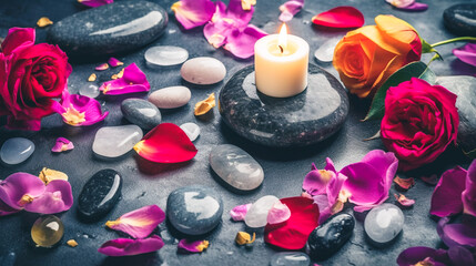 spa stones and orchid