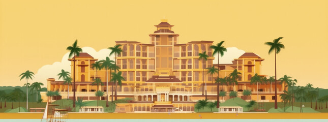 Obraz premium Uganda Landmarks Skyline Silhouette Style, Colorful, Cityscape, Travel and Tourist Attraction - Generative AI