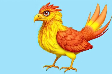 Watercolor imaginary a colorful bird, rainbow fur.