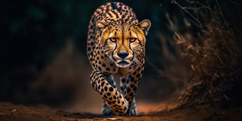 Wild african cheetah, beautiful mammal animal. digital art	