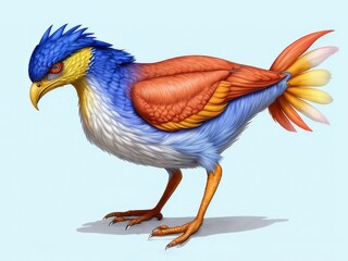 Obraz premium Watercolor imaginary a colorful bird, rainbow fur.