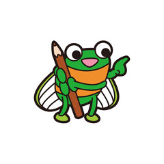 色鉛筆を持っているセミ